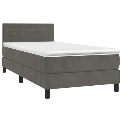 Letto a Molle con Materasso e LED Grigio Scuro 100x200 cm - homemem39