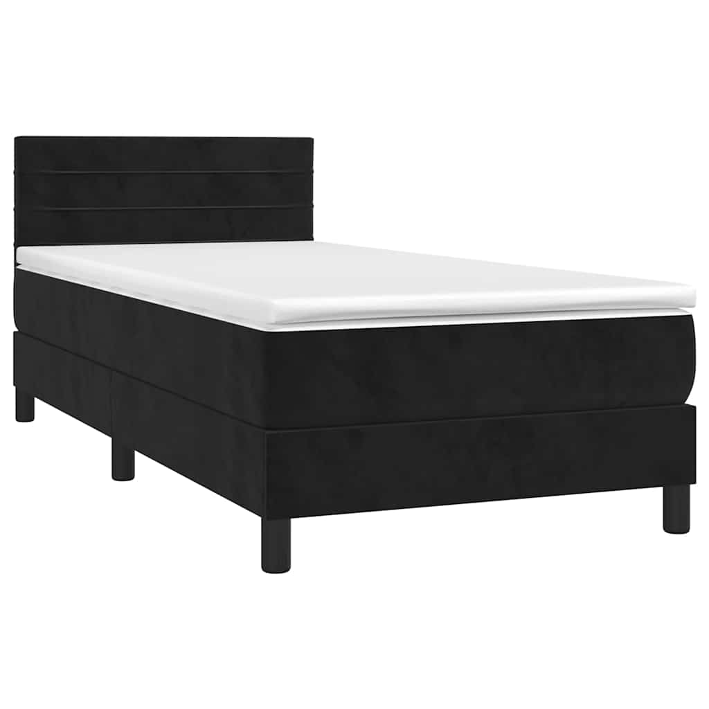 Letto a Molle con Materasso e LED Nero 100x200 cm in Velluto | homemem39