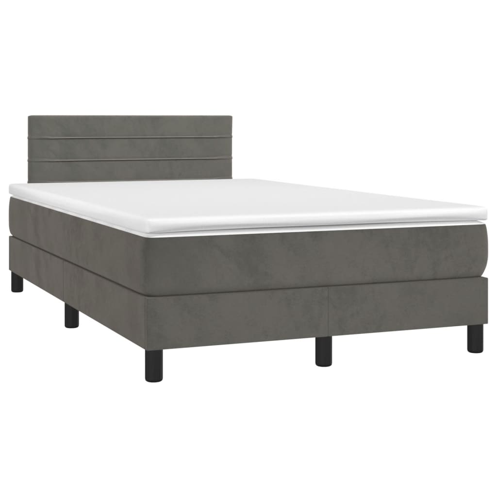 Letto a Molle con Materasso e LED Grigio Scuro 120x200 cm | homemem39