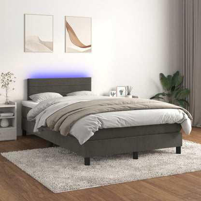 Letto a Molle con Materasso e LED Grigio Scuro 120x200 cm | homemem39