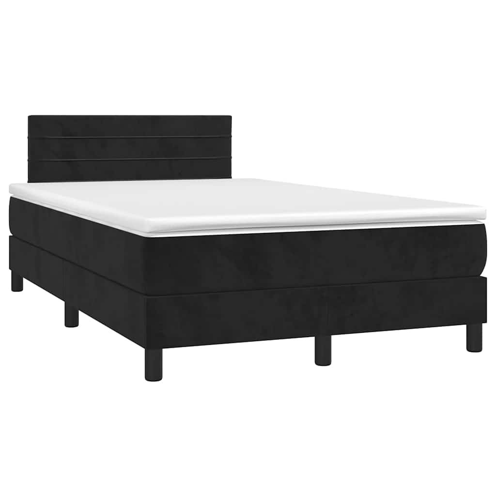 Letto a Molle con Materasso e LED Nero 120x200 cm in Velluto | homemem39