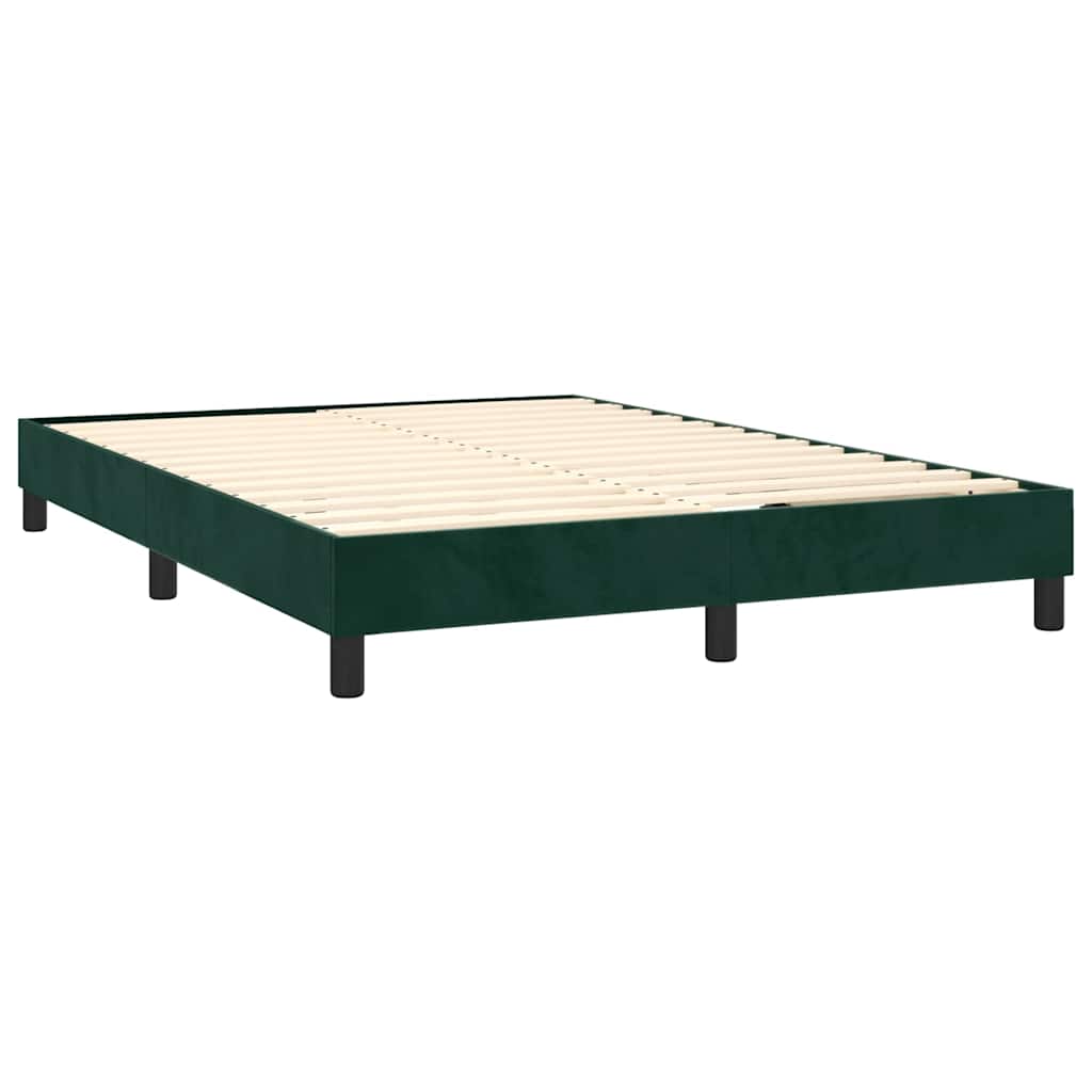 Letto a Molle con Materasso e LED Verde Scuro 140x190cm Velluto | homemem39