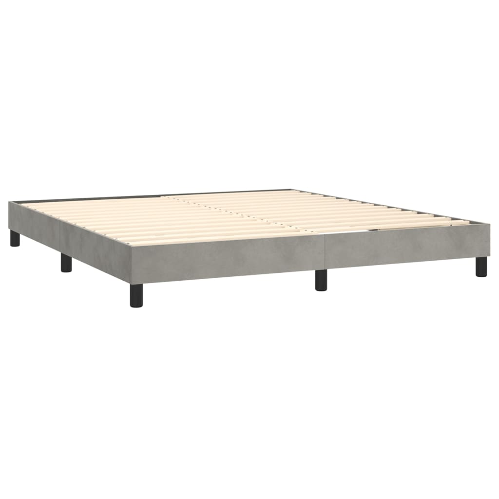 Letto a Molle con Materasso e LED Grigio Chiaro 160x200 cm Velluto | homemem39