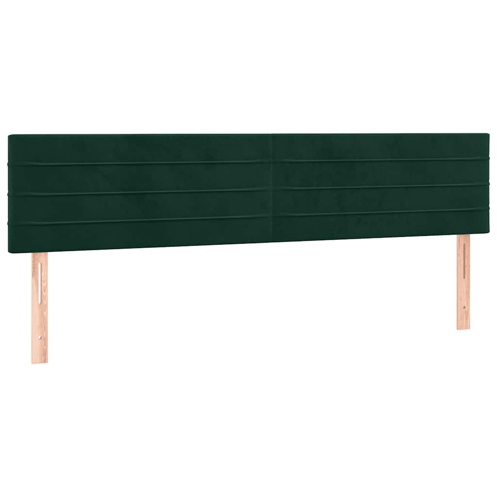 Letto a Molle con Materasso e LED Verde Scuro 160x200cm Velluto