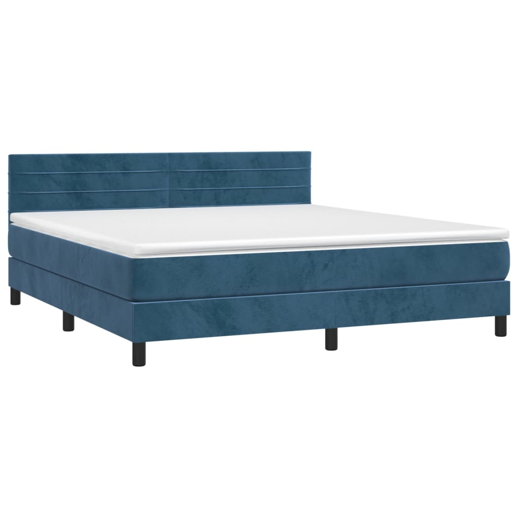 Letto a Molle con Materasso e LED Blu Scuro 180x200 cm - homemem39