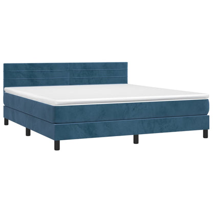 Letto a Molle con Materasso e LED Blu Scuro 180x200 cm - homemem39