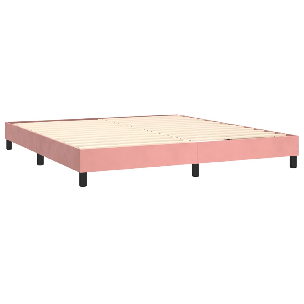 Letto a Molle con Materasso e LED Rosa 180x200 cm in Velluto | homemem39