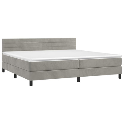 Letto a Molle con Materasso e LED Grigio Chiaro 200x200 cm Velluto - homemem39