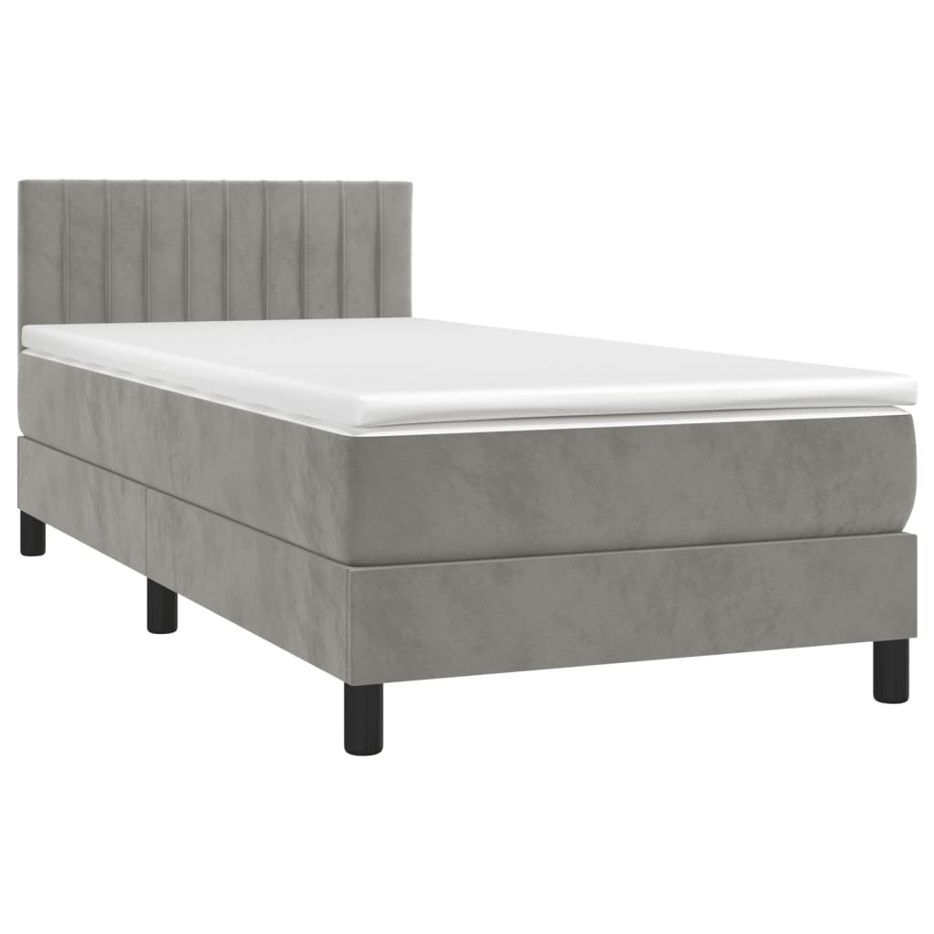 Letto a Molle con Materasso e LED Grigio Chiaro 80x200 cm Velluto - homemem39