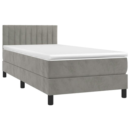 Letto a Molle con Materasso e LED Grigio Chiaro 90x190 cm Velluto - homemem39