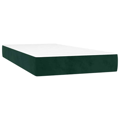 Letto a Molle con Materasso e LED Verde Scuro 100x200cm Velluto | homemem39
