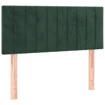 Letto a Molle con Materasso e LED Verde Scuro 100x200cm Velluto