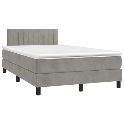 Letto a Molle con Materasso e LED Grigio Chiaro 120x200 cm Velluto - homemem39