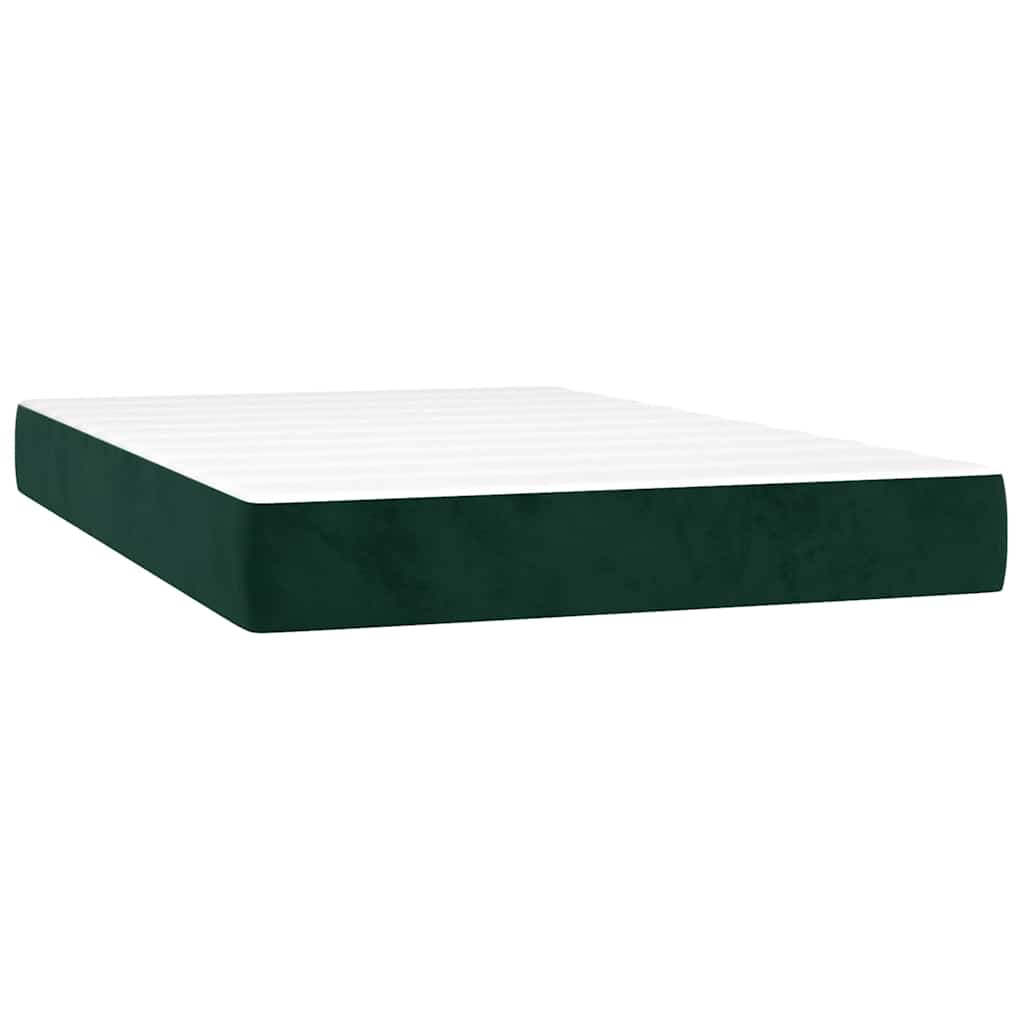 Letto a Molle con Materasso e LED Verde Scuro 120x200cm Velluto | homemem39