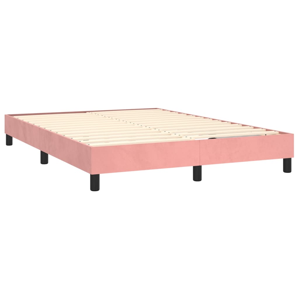 Letto a Molle con Materasso e LED Rosa 140x190 cm in Velluto | homemem39