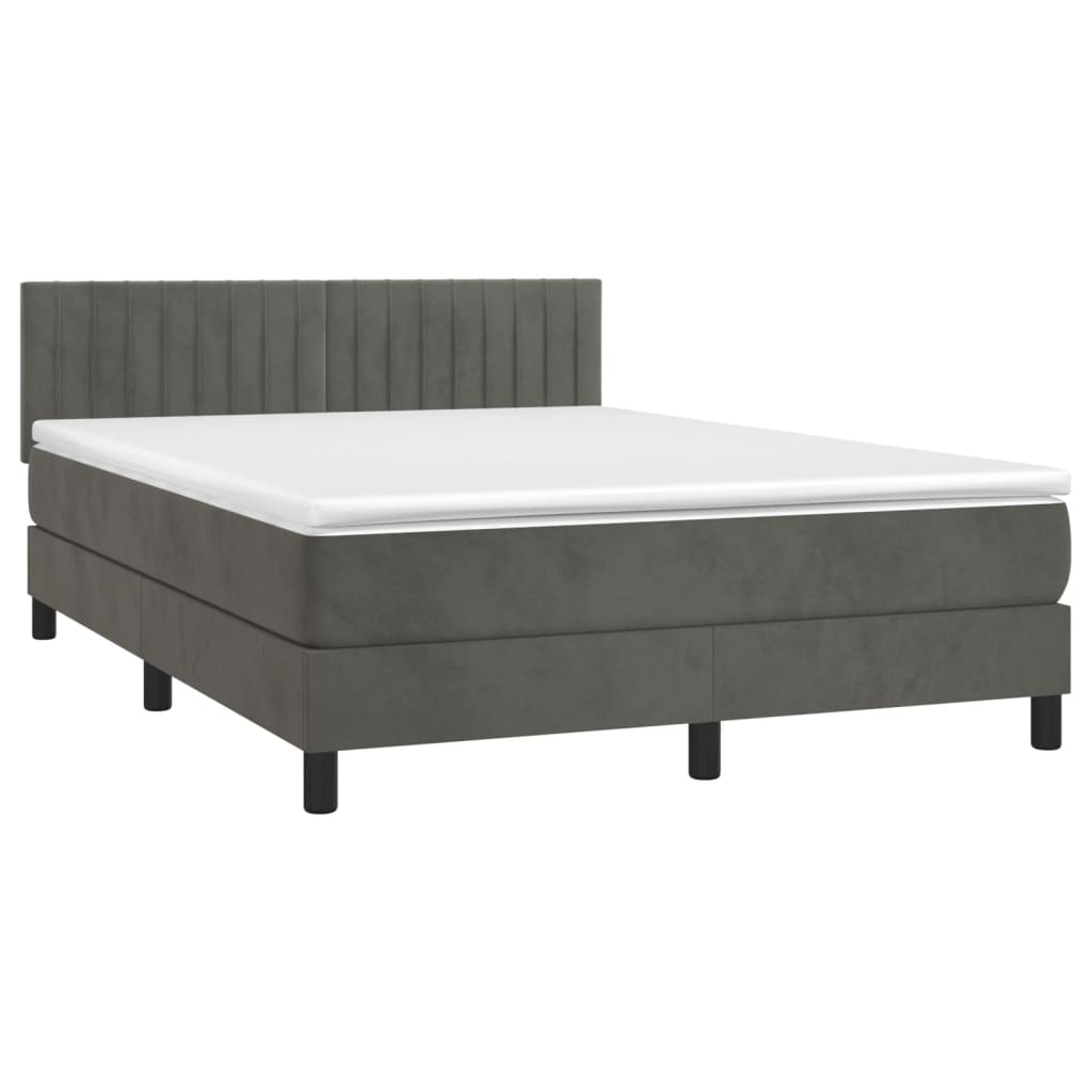 Letto a Molle con Materasso e LED Grigio Scuro 140x200 cm - homemem39