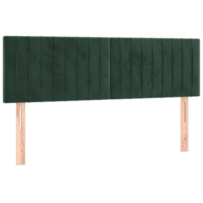 Letto a Molle con Materasso e LED Verde Scuro 140x200cm Velluto
