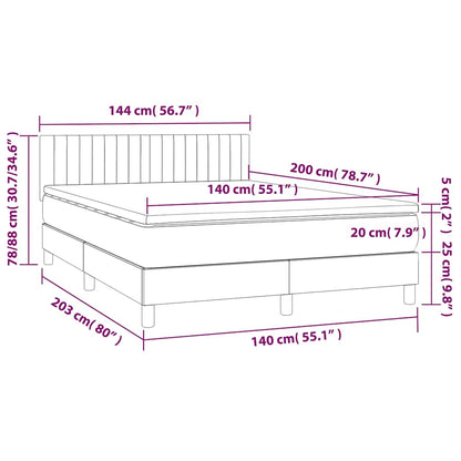 Letto a Molle con Materasso e LED Blu Scuro 140x200 cm | homemem39