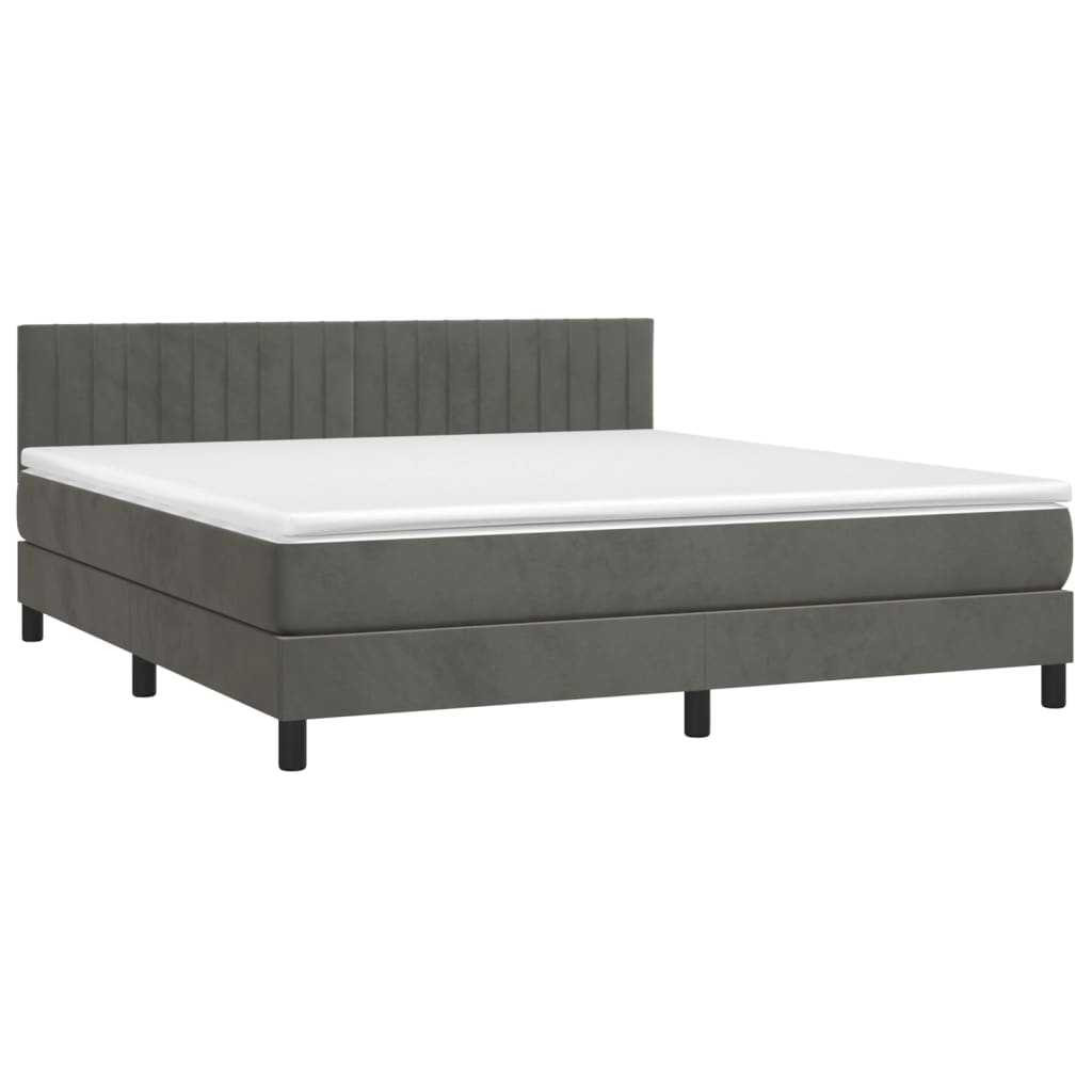 Letto a Molle con Materasso e LED Grigio Scuro 160x200 cm - homemem39