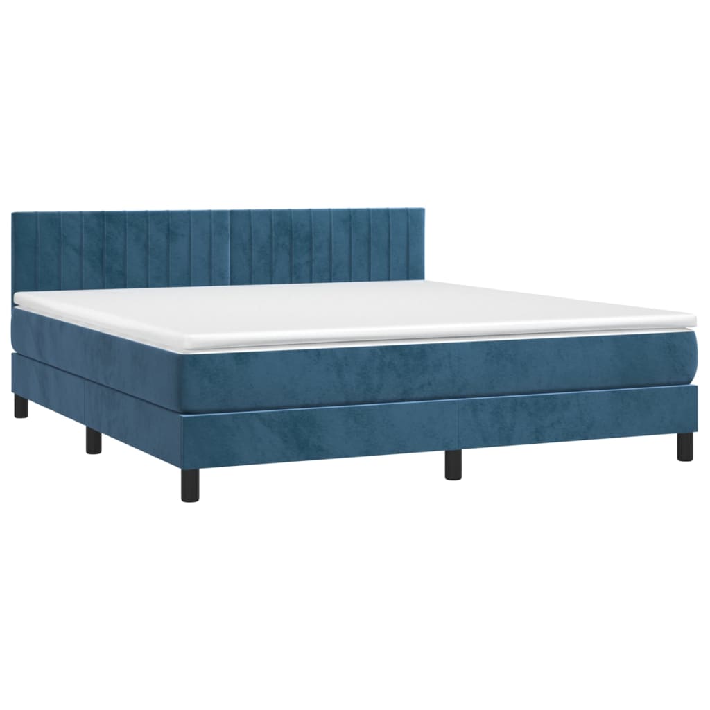 Letto a Molle con Materasso e LED Blu Scuro 160x200 cm - homemem39