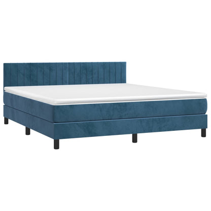 Letto a Molle con Materasso e LED Blu Scuro 160x200 cm - homemem39