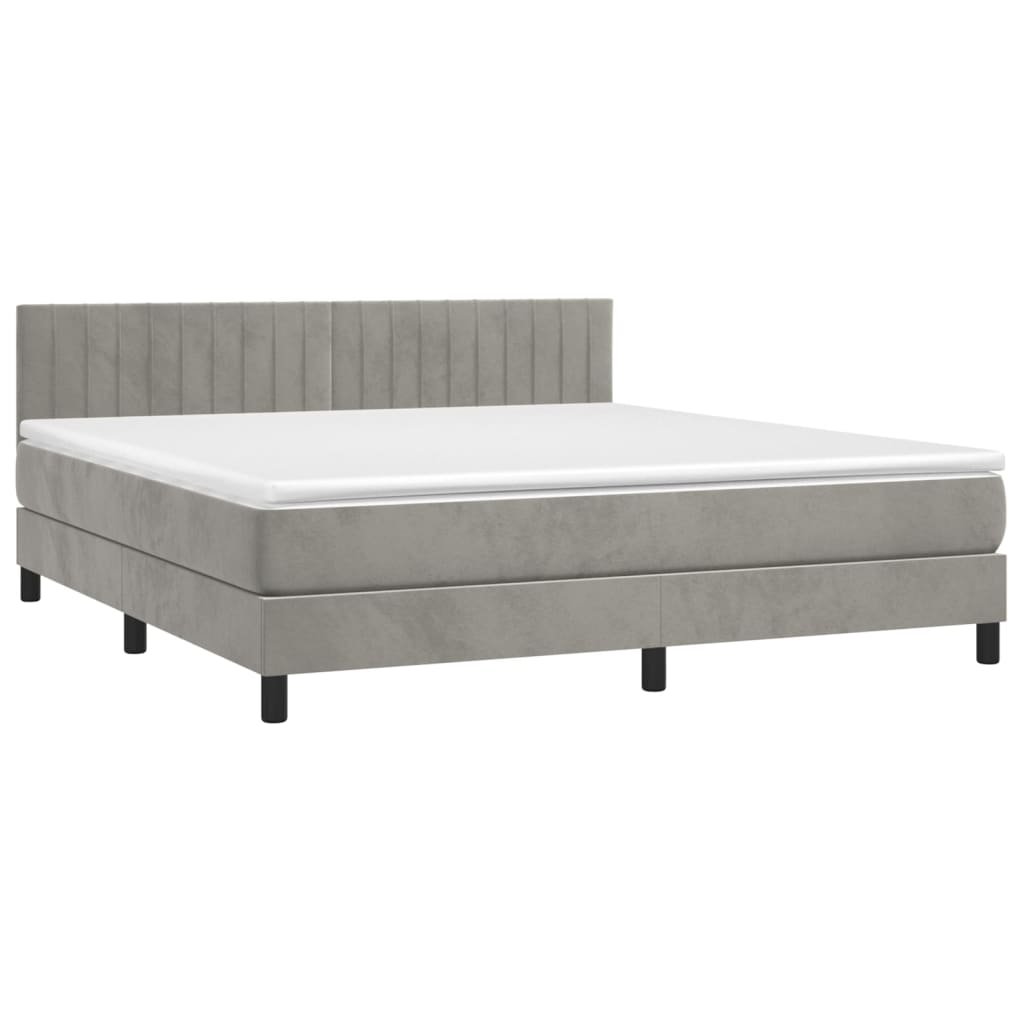 Letto a Molle con Materasso e LED Grigio Chiaro 180x200 cm Velluto - homemem39