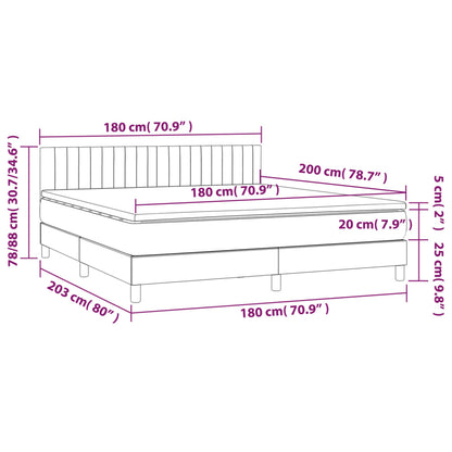 Letto a Molle con Materasso e LED Rosa 180x200 cm in Velluto | homemem39