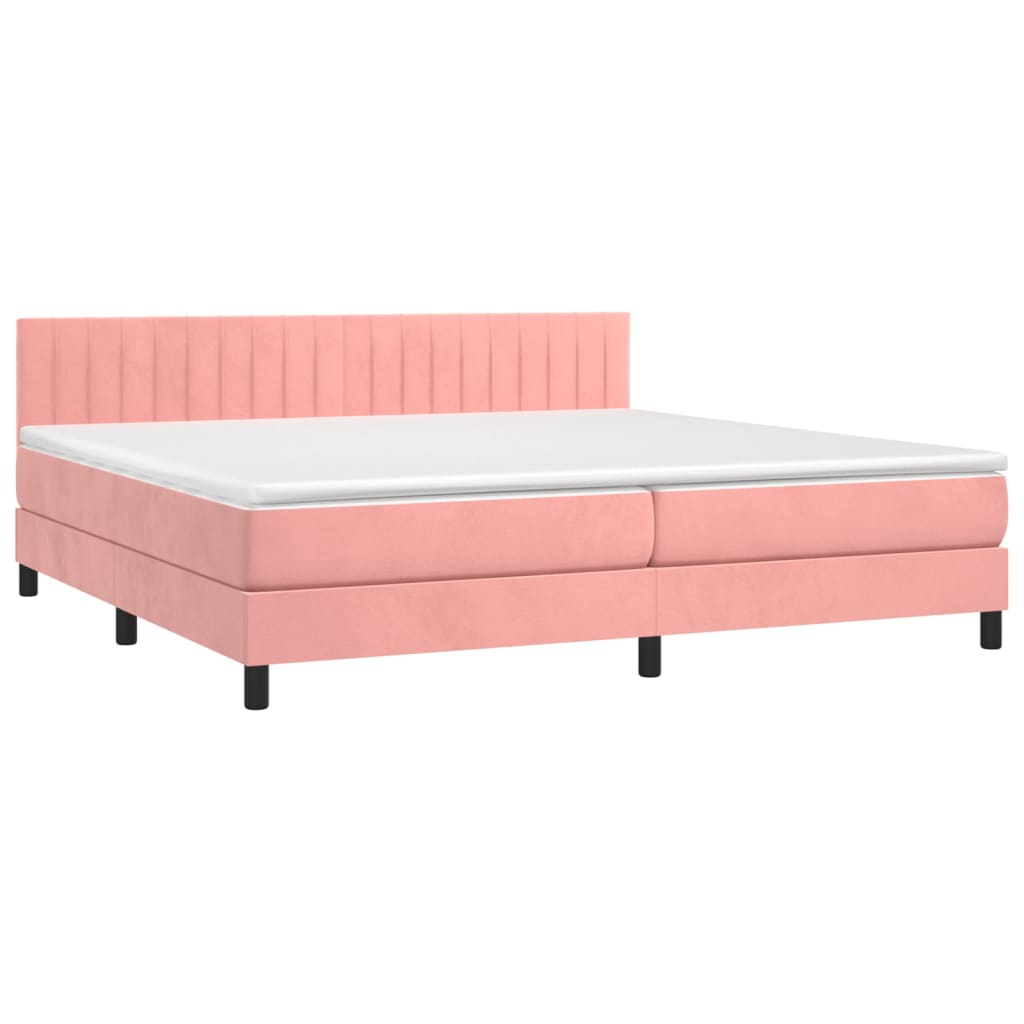 Letto a Molle con Materasso e LED Rosa 200x200 cm in Velluto - homemem39