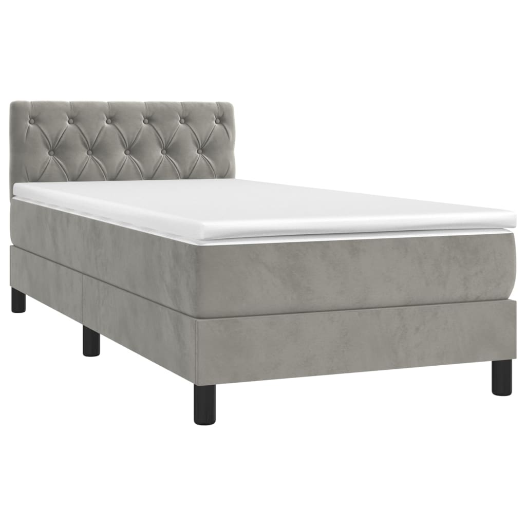 Letto a Molle con Materasso e LED Grigio Chiaro 80x200 cm Velluto - homemem39