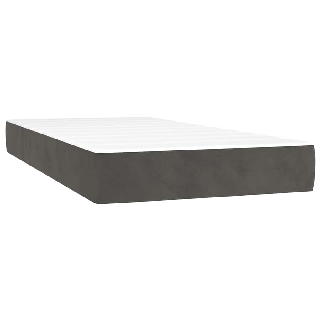 Letto a Molle con Materasso e LED Grigio Scuro 80x200cm Velluto | homemem39