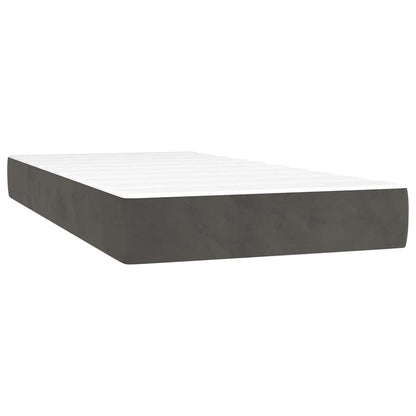 Letto a Molle con Materasso e LED Grigio Scuro 80x200cm Velluto | homemem39