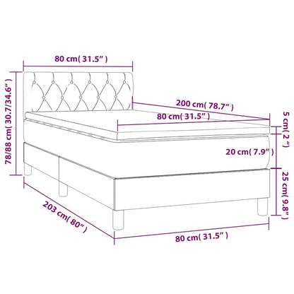 Letto a Molle con Materasso e LED Grigio Scuro 80x200cm Velluto | homemem39