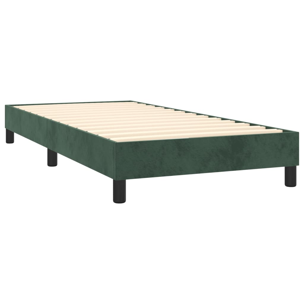 Letto a Molle con Materasso e LED Verde Scuro 80x200cm Velluto - homemem39