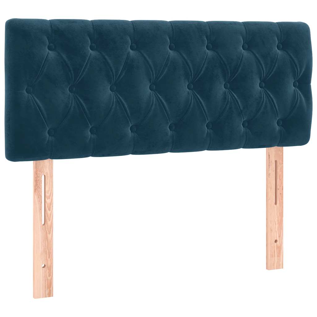 Letto a Molle con Materasso e LED Blu Scuro 90x200cm in Velluto | homemem39