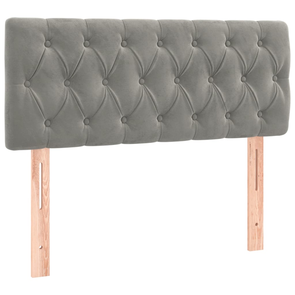 Letto a Molle con Materasso e LED Grigio Chiaro 100x200 cm Velluto | homemem39