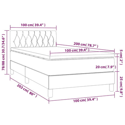 Letto a Molle con Materasso e LED Blu Scuro 100x200 cm | homemem39