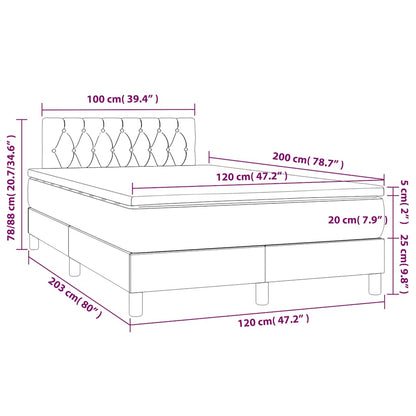 Letto a Molle con Materasso e LED Nero 120x200 cm in Velluto | homemem39