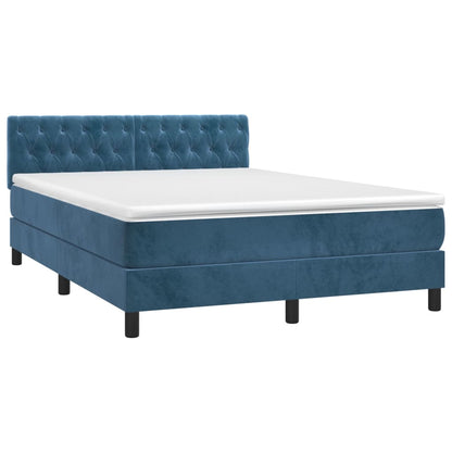 Letto a Molle con Materasso e LED Blu Scuro 140x190 cm - homemem39
