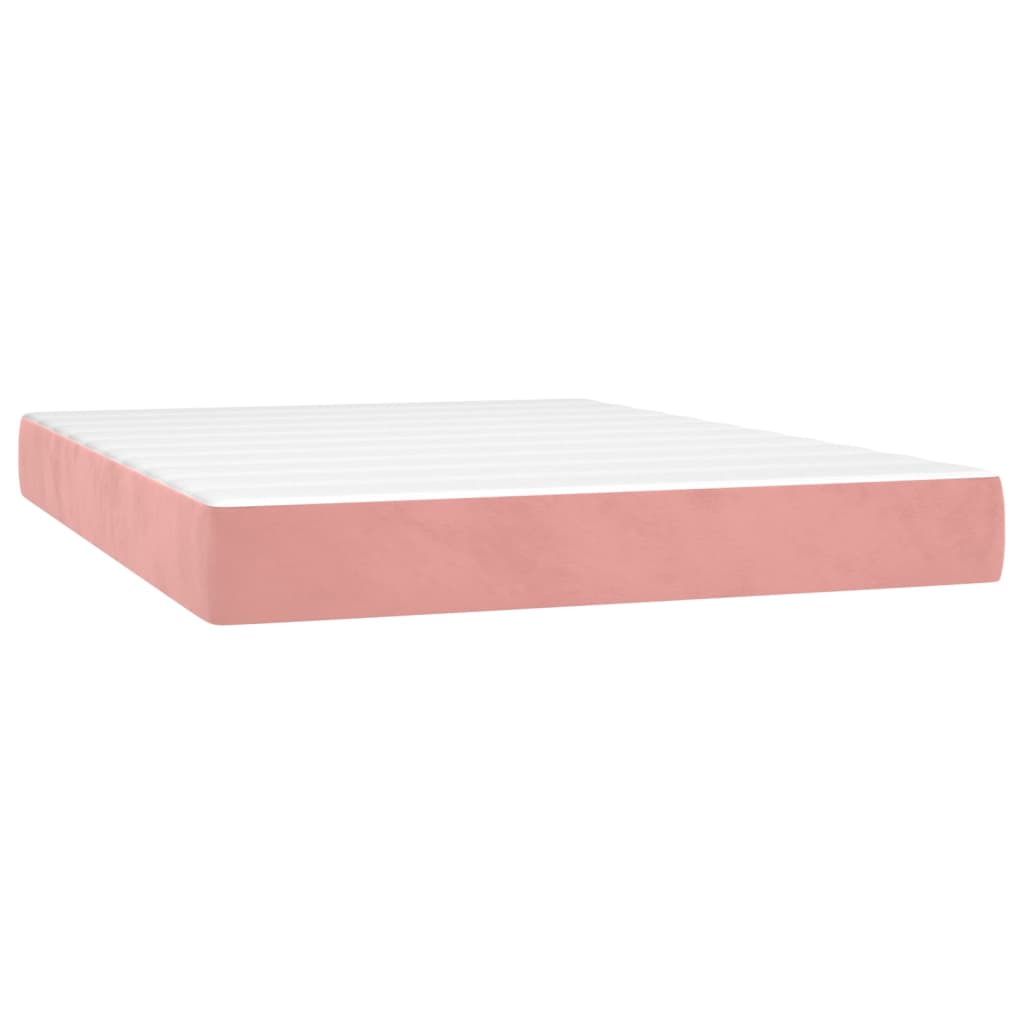 Letto a Molle con Materasso e LED Rosa 140x190 cm in Velluto | homemem39