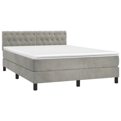 Letto a Molle con Materasso e LED Grigio Chiaro 140x200 cm Velluto | homemem39