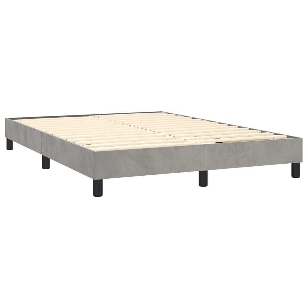 Letto a Molle con Materasso e LED Grigio Chiaro 140x200 cm Velluto | homemem39
