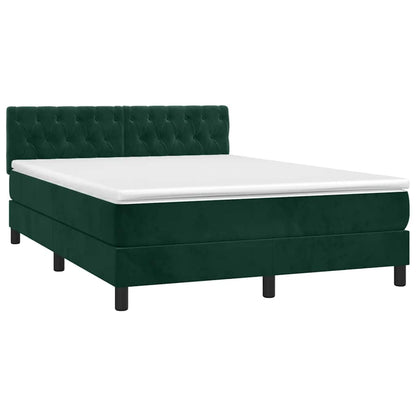 Letto a Molle con Materasso e LED Verde Scuro 140x200cm Velluto | homemem39