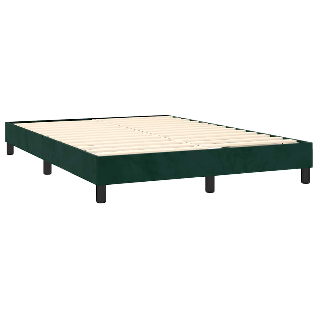 Letto a Molle con Materasso e LED Verde Scuro 140x200cm Velluto