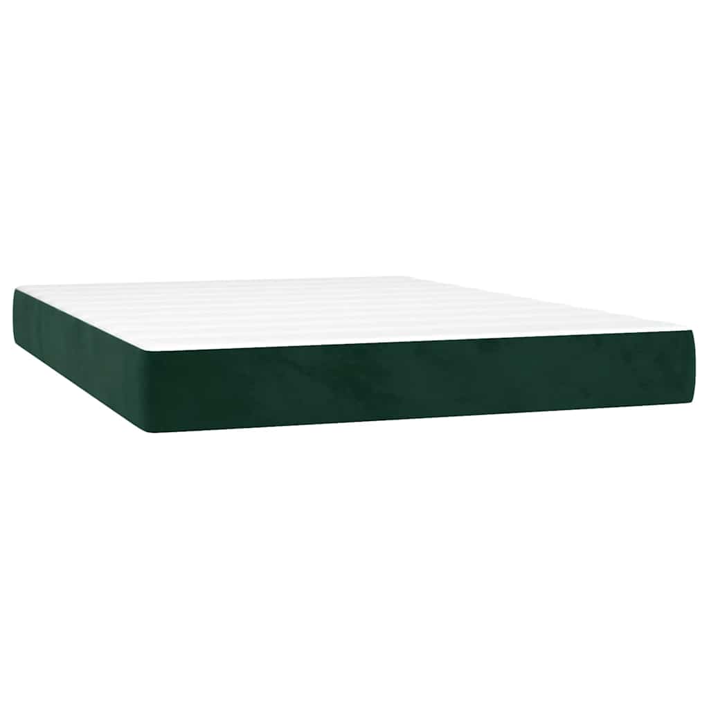 Letto a Molle con Materasso e LED Verde Scuro 140x200cm Velluto | homemem39