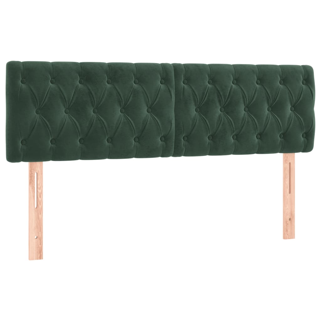 Letto a Molle con Materasso e LED Verde Scuro 140x200cm Velluto