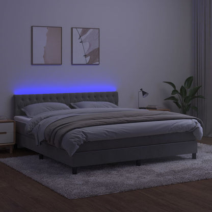 Letto a Molle con Materasso e LED Grigio Chiaro 180x200 cm