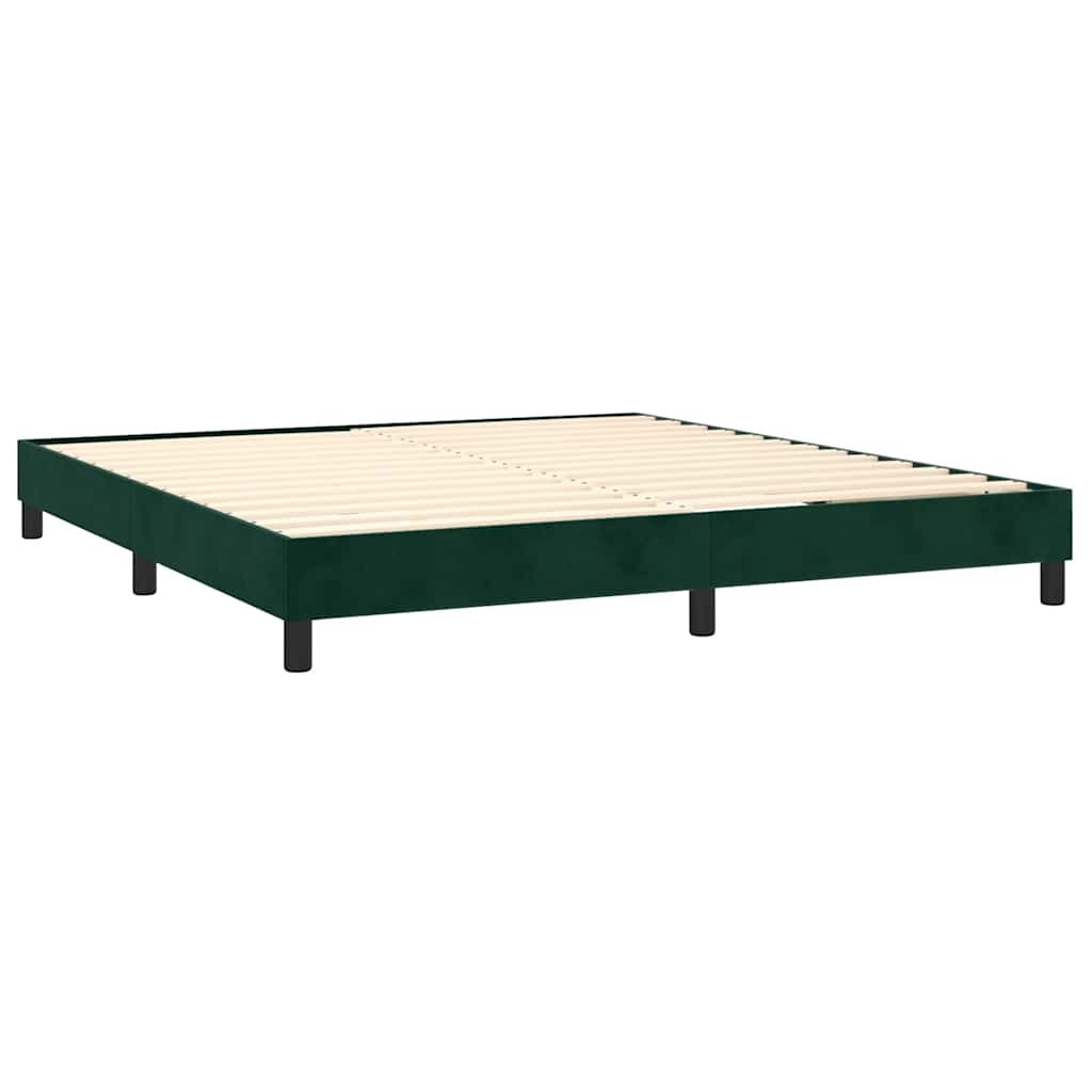 Letto a Molle con Materasso e LED Verde Scuro 180x200cm Velluto