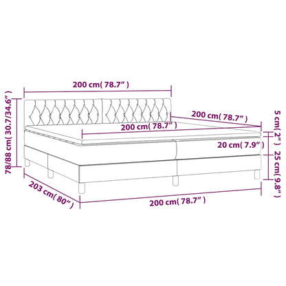 Letto a Molle con Materasso e LED Nero 200x200 cm in Velluto | homemem39