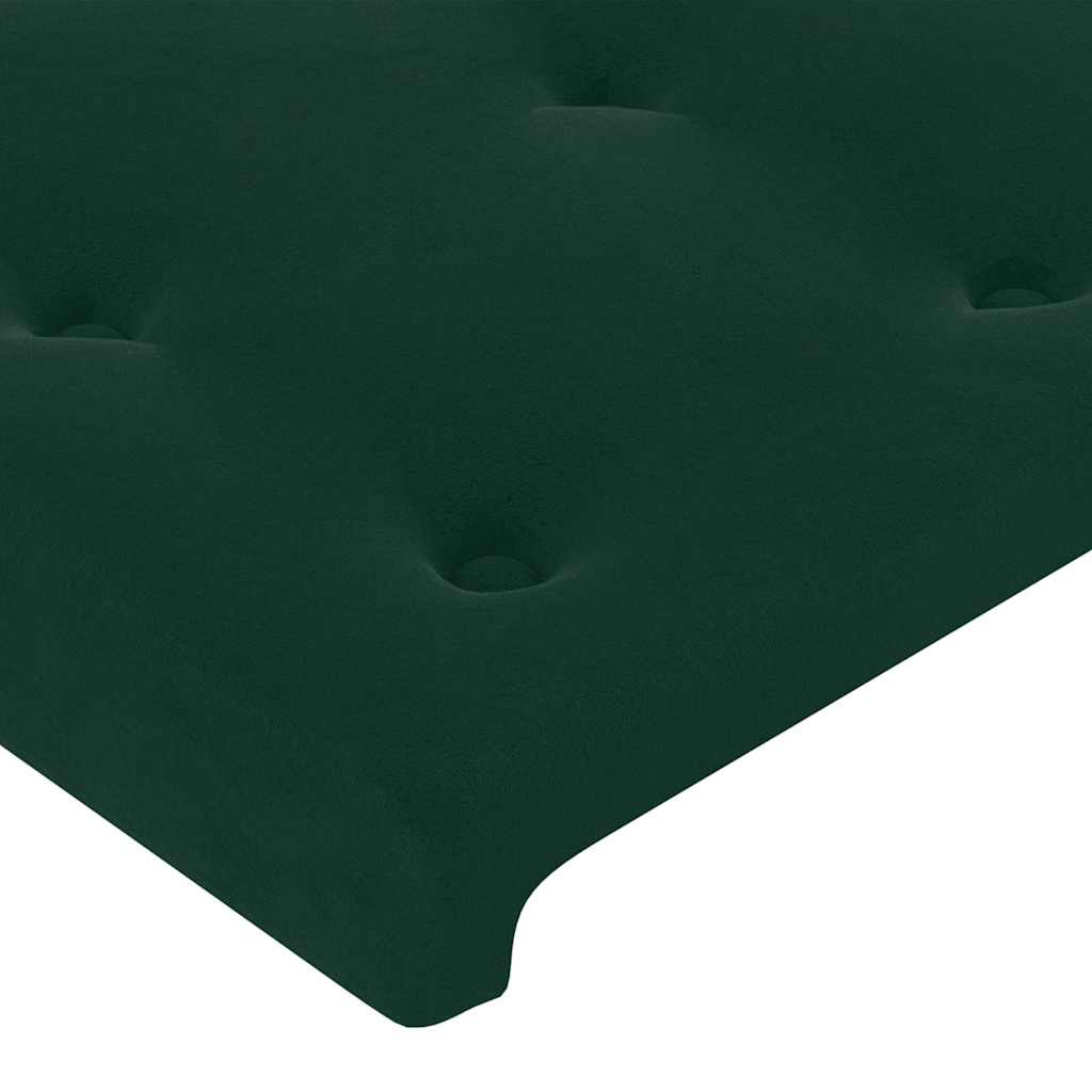 Letto a Molle con Materasso e LED Verde Scuro 90x200cm Velluto