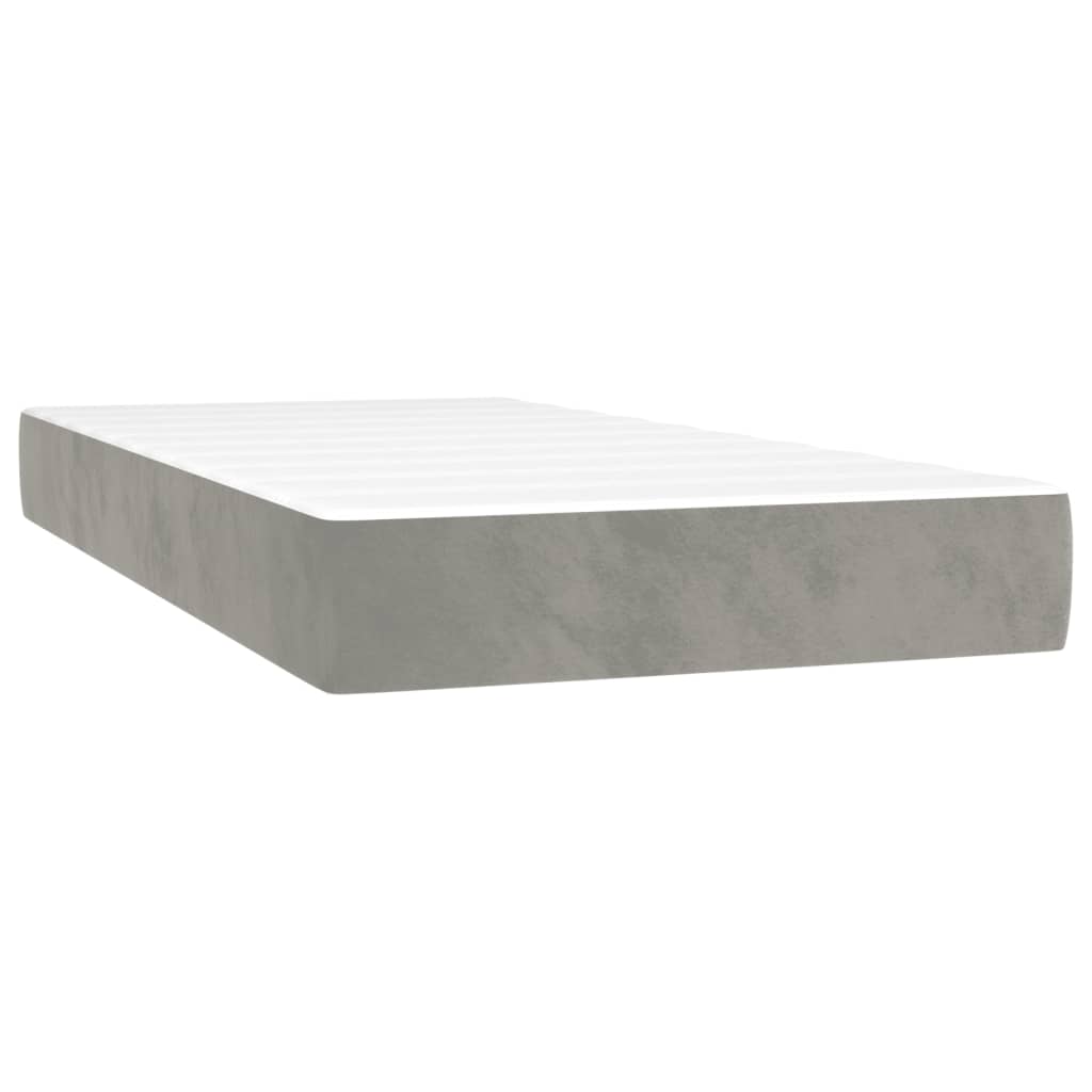 Letto a Molle con Materasso e LED Grigio Chiaro 100x200 cm Velluto | homemem39